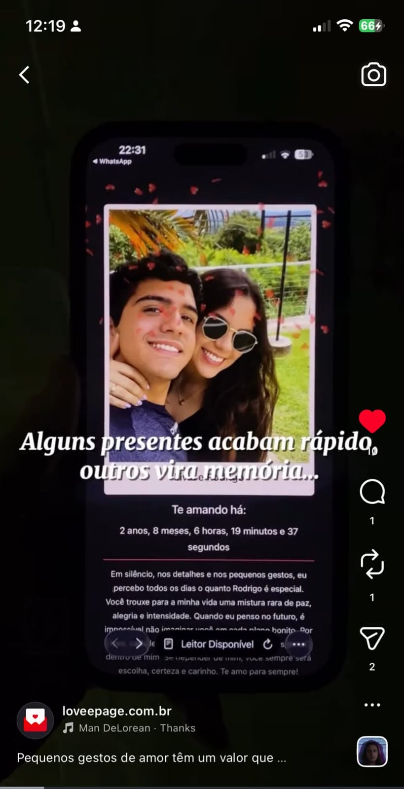 Prova social de presente digital viral no TikTok por @lviac.vs